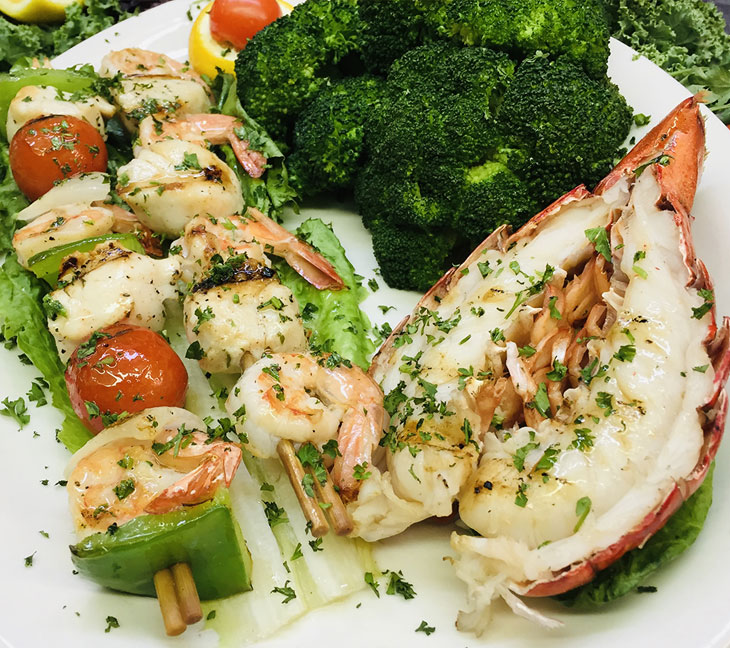 Shrimp and Scallop Skewers with Lobster Tail Platter Seafood World